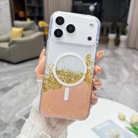 L62475 きらめきグリッターウェーブ MagSafe対応 iPhoneケース