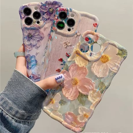 S74647 ゆらめく押し花風iPhoneケース