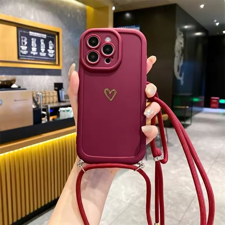 K22613 ハートポイント ショルダーストラップiPhoneケース