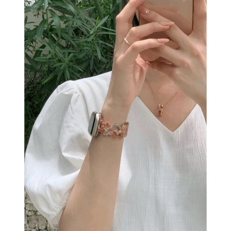 N00037 フラワリーベア クリアApple Watchバンド