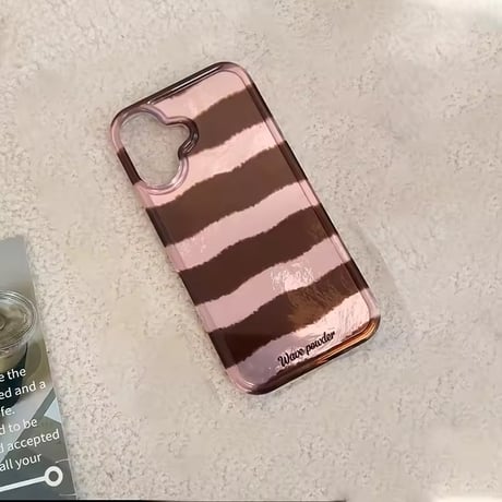 S75196 ブラウンストライプ iPhoneケース