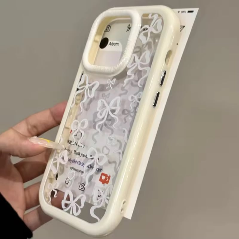 L62285 リボン柄クリアiPhoneケース | nanomita