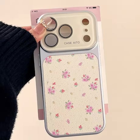 S75646 フラワーガーデンレザー風iPhoneケース