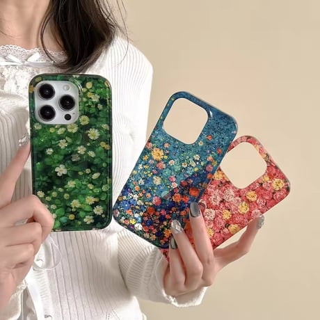 S74713 押し花アートの彩りiPhoneケース