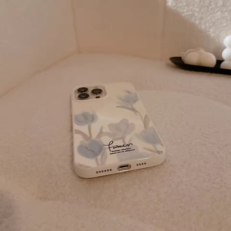 S75366 ブルーフラワー ナチュラルiPhoneケース