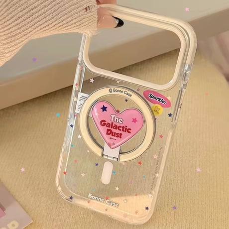 K23124 ハートリング付き スターダストクリアiPhoneケース