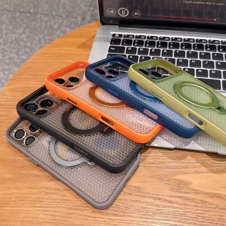 S75530 メッシュデザイン回転リング付きMagSafe対応iPhoneケース
