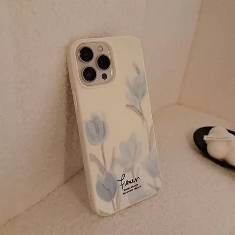 S75366 ブルーフラワー ナチュラルiPhoneケース