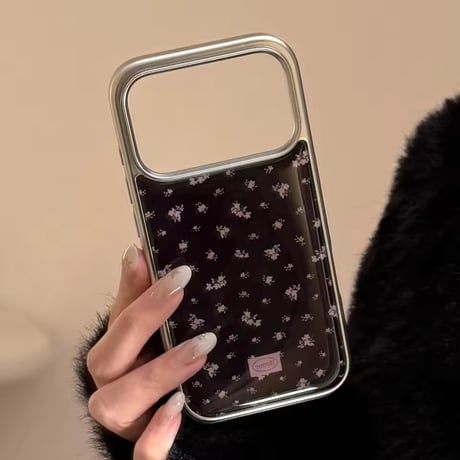 S75182 ミニフラワー シルバーフレーム iPhoneケース