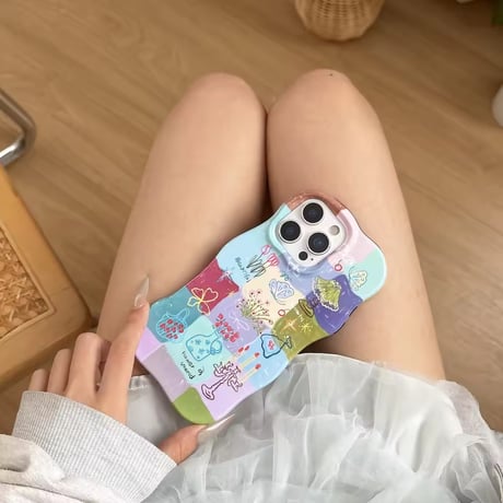 S74883 カラフルアートパッチ iPhoneケース