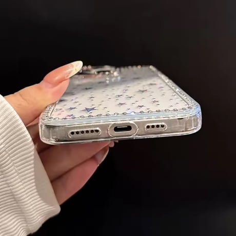L62427 スターダストグリッタークリアiPhoneケース