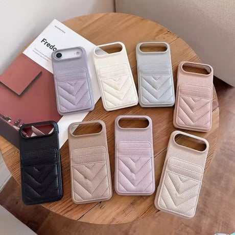 K22922 カードポケット付き レザー調iPhoneケース
