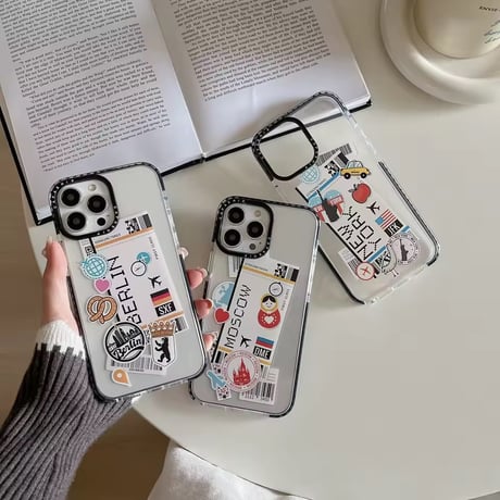 S75409 トラベルステッカーデザインiPhoneケース