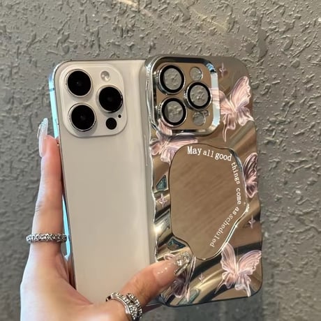 K22974 バタフライミラー マーブルiPhoneケース