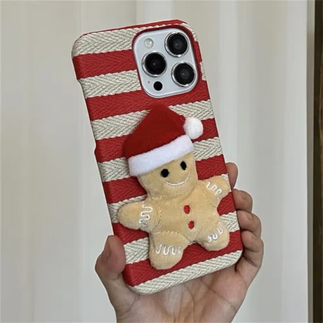 S74289 ふわふわジンジャーマンクリスマス iPhoneケース