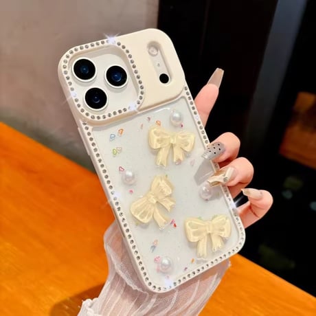 【即納商品】L62316 リボンパールきらめき iPhoneケース