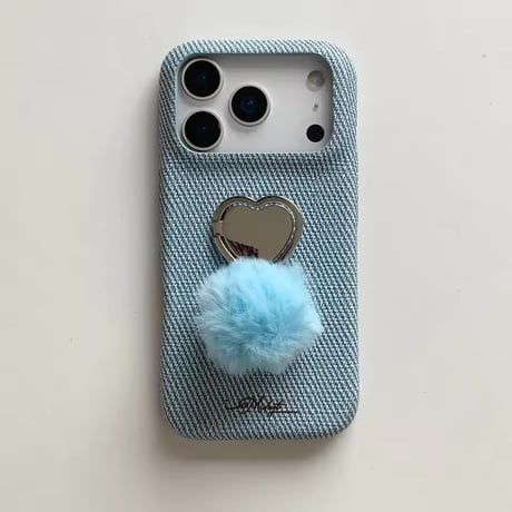 K22993 ふわもこハートポンポン iPhoneケース