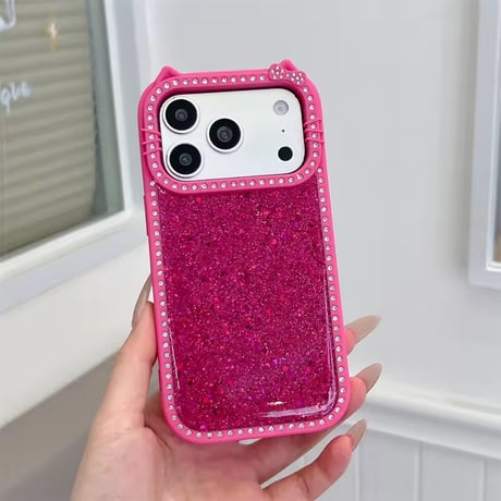 S75964 キラキラキャットフレームiPhoneケース