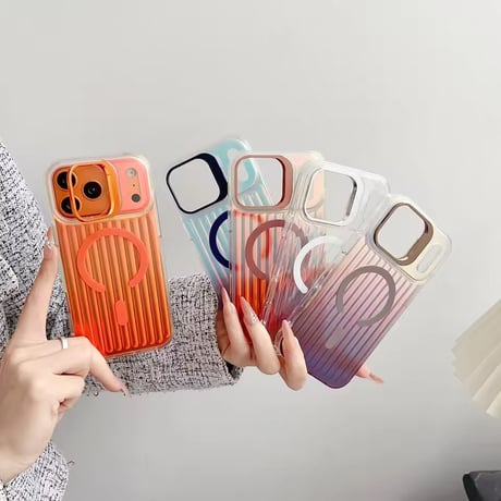 K23148 オーロラウェーブ カメラスタンドiPhoneケース