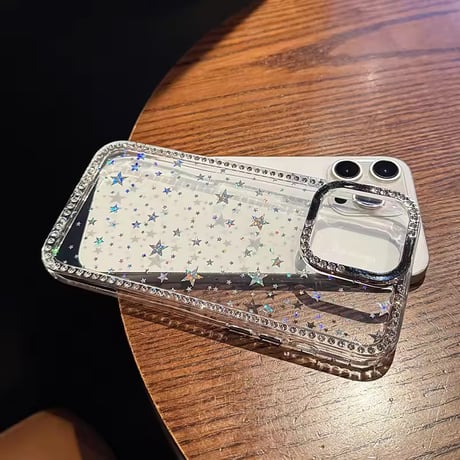 L62427 スターダストグリッタークリアiPhoneケース