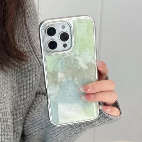 S74659 グリーンニュアンスデザインiPhoneケース