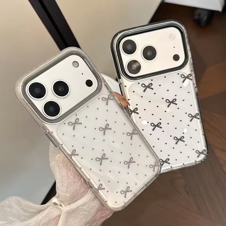 L62461 リボンドットクリアiPhoneケース
