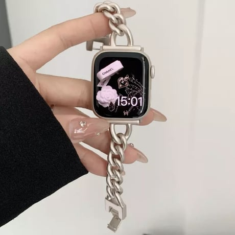 N00066 メタルチェーン＆メッシュの上品Applewatchベルト