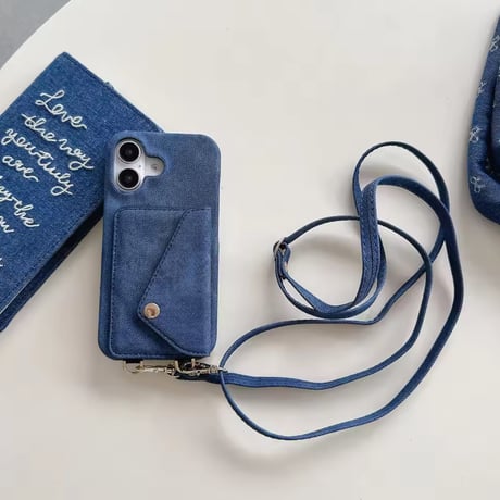 K22811 デニムポケット付きショルダーiPhoneケース