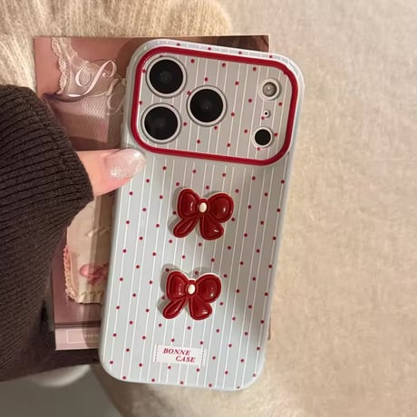 S75624 チェリーリボンドット iPhoneケース