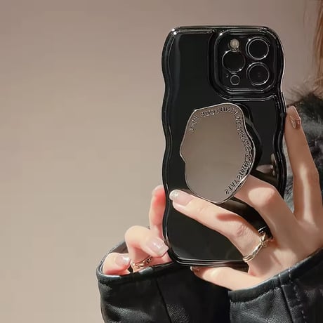 K22954 メタルプレートグリップ ウェーブミラー iPhoneケース