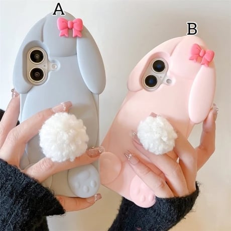 【即納商品】S74494 もこしっぽうさぎの立体iPhoneケース