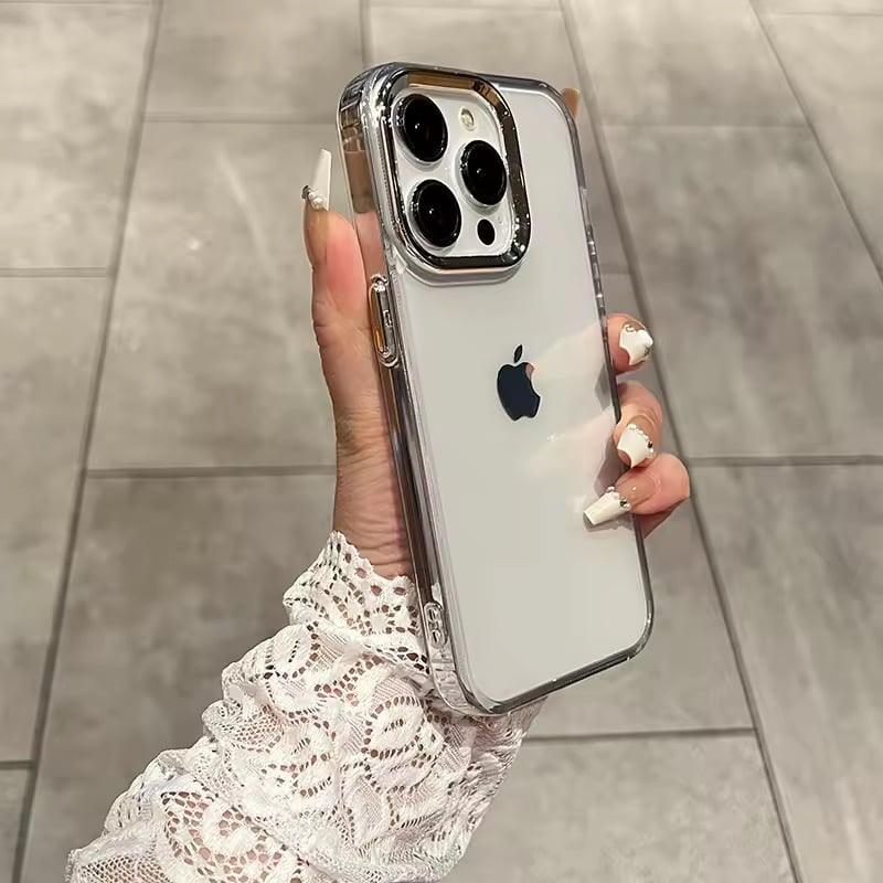 L62424 シルバーカメラフレームクリアiPhoneケース | nanomita