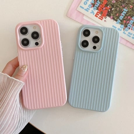 S74538 くすみカラーのリブデザインiPhoneケース