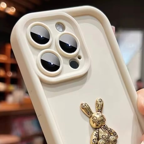 S74362 ゴールドラビットチャーム iPhoneケース