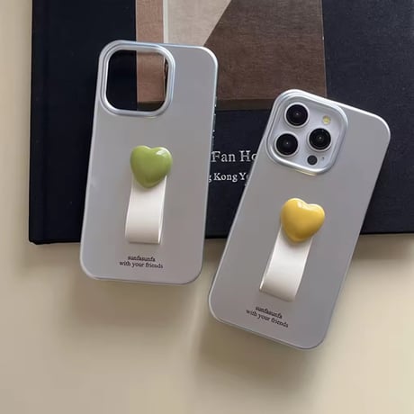 K22864 ぷっくりハートのメタリックiPhoneケース