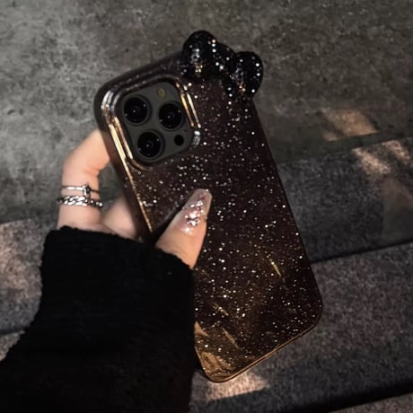 L62243 ビジューリボン×グリッターiPhoneケース