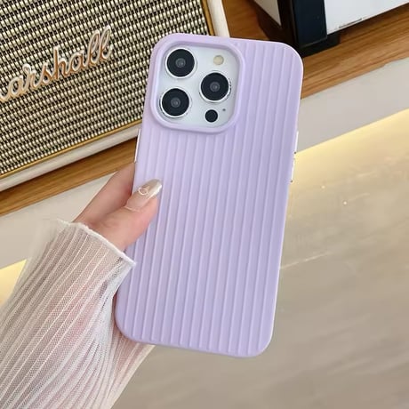 S74538 くすみカラーのリブデザインiPhoneケース