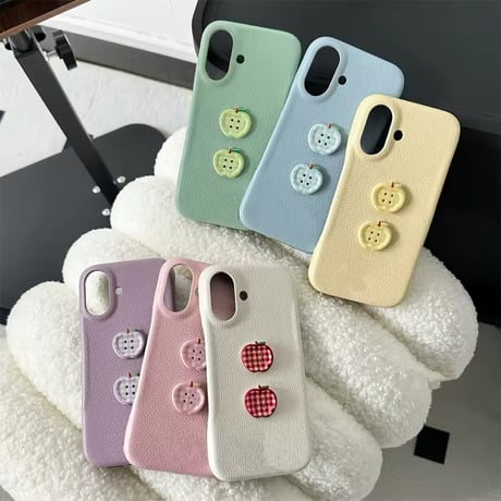 S74655 ちょこんとチェックりんごのiPhoneケース