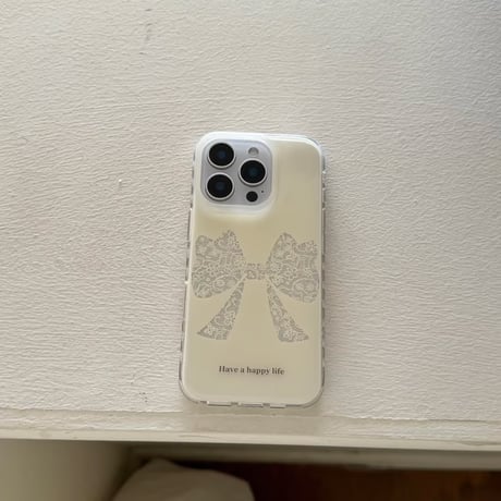 【即納商品】S74589 レースリボンのホワイトiPhoneケース