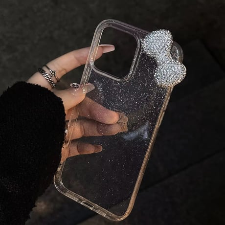 L62243 ビジューリボン×グリッターiPhoneケース