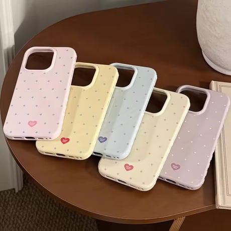 S75063 ドットハートパステル iPhoneケース