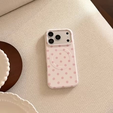 S75589 ピンクドットMagSafe対応iPhoneケース
