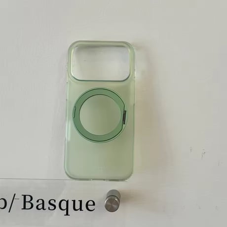 K23126 ミントグリーン リングスタンドiPhoneケース