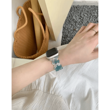 N00037 フラワリーベア クリアApple Watchバンド