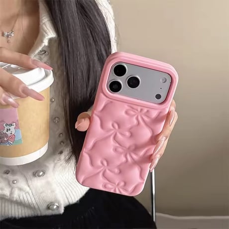 S75424 パフリボンシリコンiPhoneケース
