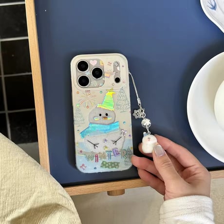 S75151 キラきゅんスノーマン iPhoneケース（チャーム付き）