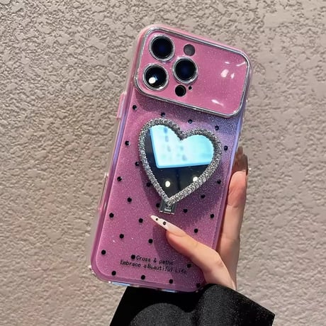 【即納商品】K23092 ハートミラースタンドiPhoneケース