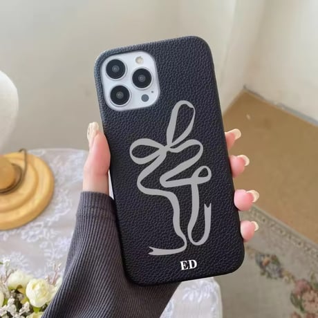 S75179 イニシャル入り ラインリボン iPhoneケース