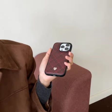 S74997 チェック柄ハート iPhoneケース