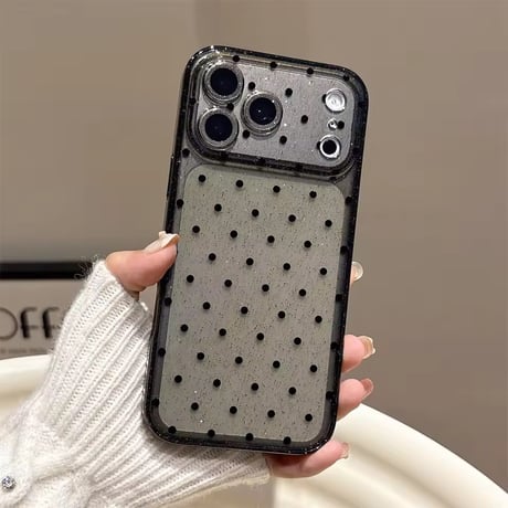L62398 ドット柄 グリッタークリア iPhoneケース